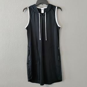 TOMMY BAHAMA Black with White Trim Hooded Swim Dress Cover Size Small